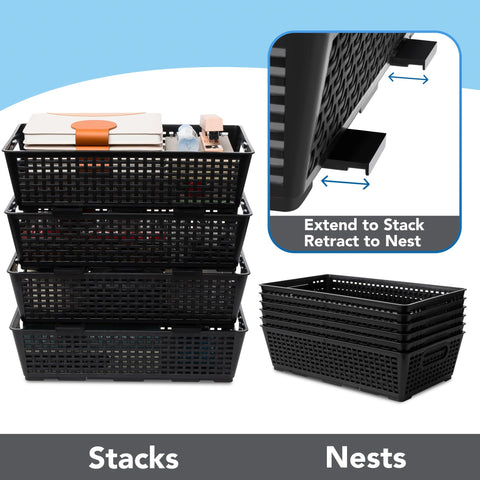 Tiawudi stackable basket demonstrates nesting to save space.