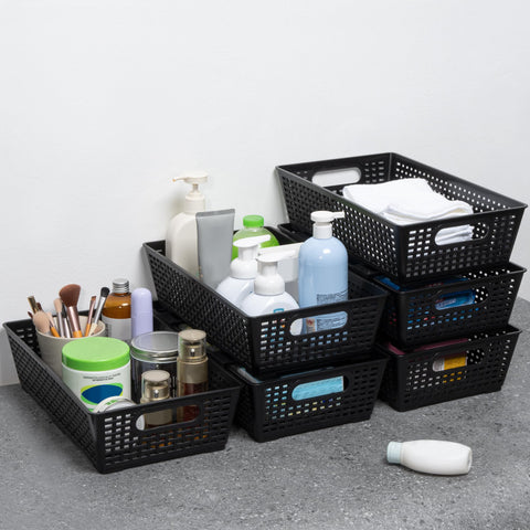 Tiawudi stackable bin on a shelf maximizes vertical storage.
