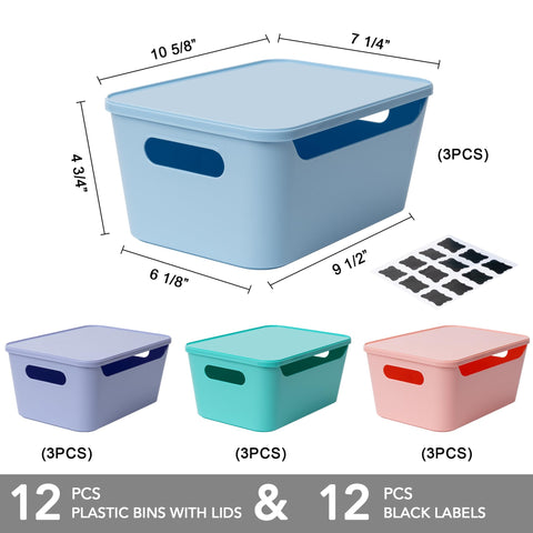 Tiawudi stackable bin with lids keeps items dust-free in cabinets