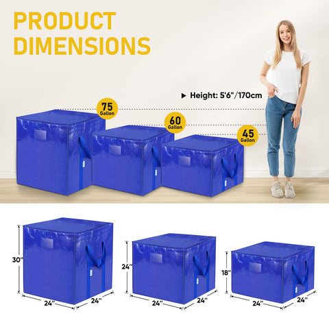TICONN 45 gallon capacity bag for bulky items like blankets.