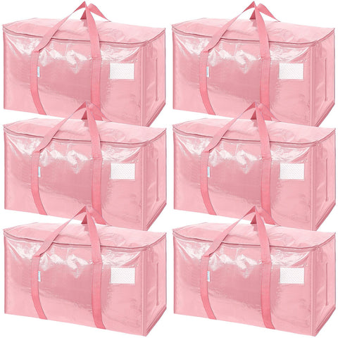 TICONN 6-pack extra-large moving bags coral for versatile relocation storage.