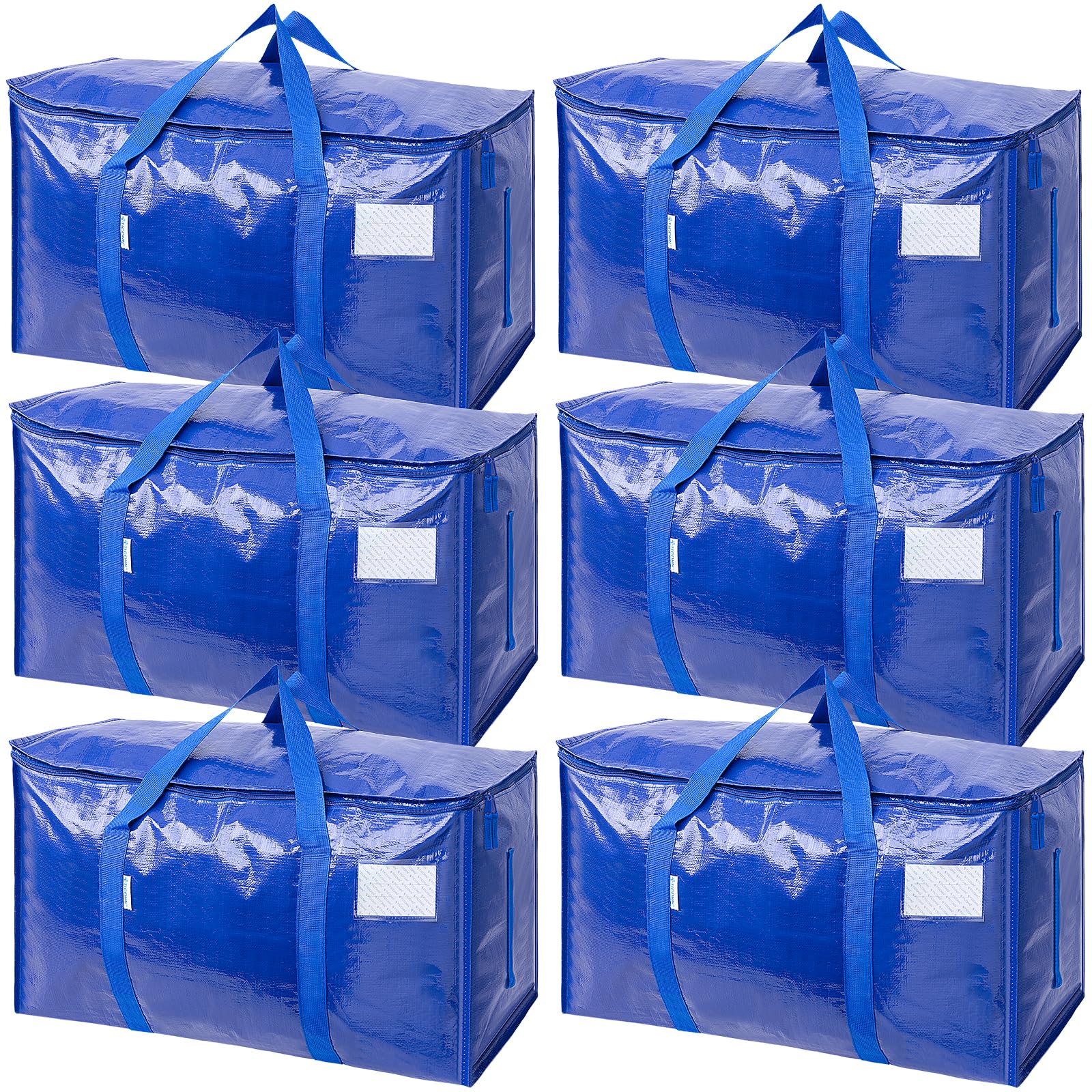 TICONN 6-pack extralarge moving bags in blue with secure carrying handles for heavy loads