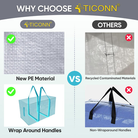 TICONN moving bag with strong carrying handles for heavy loads.