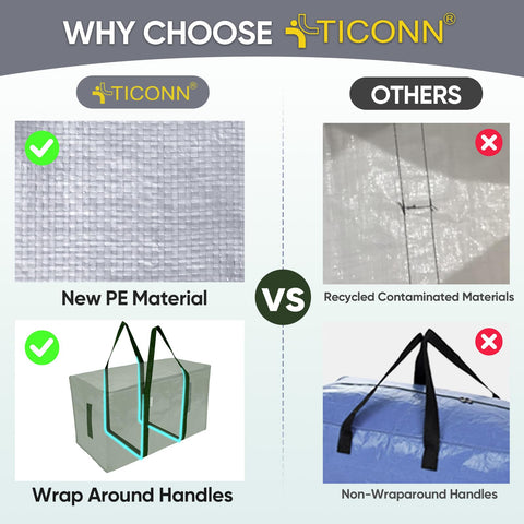 TICONN bags in water-resistant material for protection during transport.