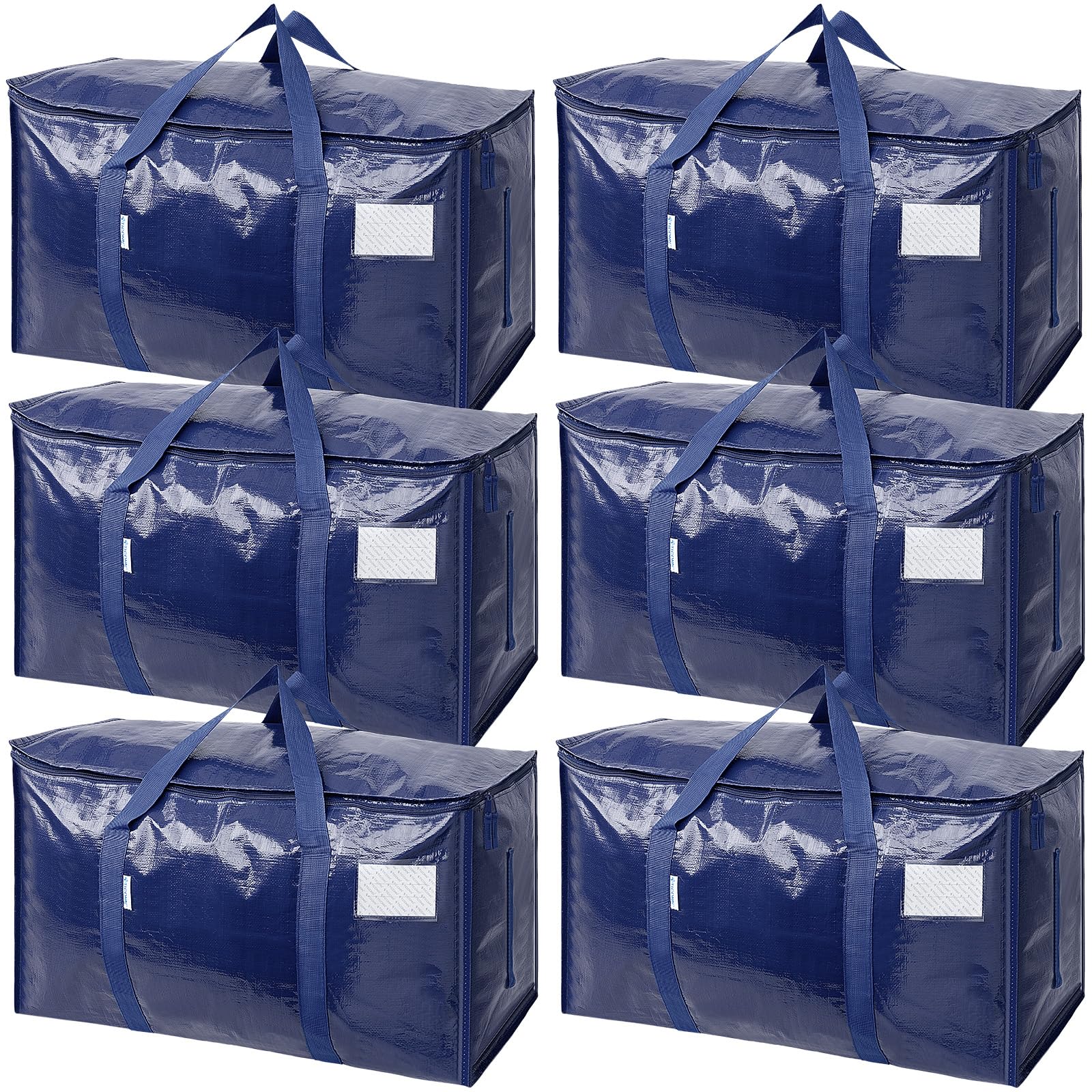 TICONN 6-pack navy moving bags side view, ideal for space-saving storage.