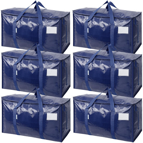 TICONN 6-pack navy moving bags side view, ideal for space-saving storage.