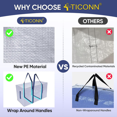 TICONN water-resistant fabric keeps contents protected during moves.