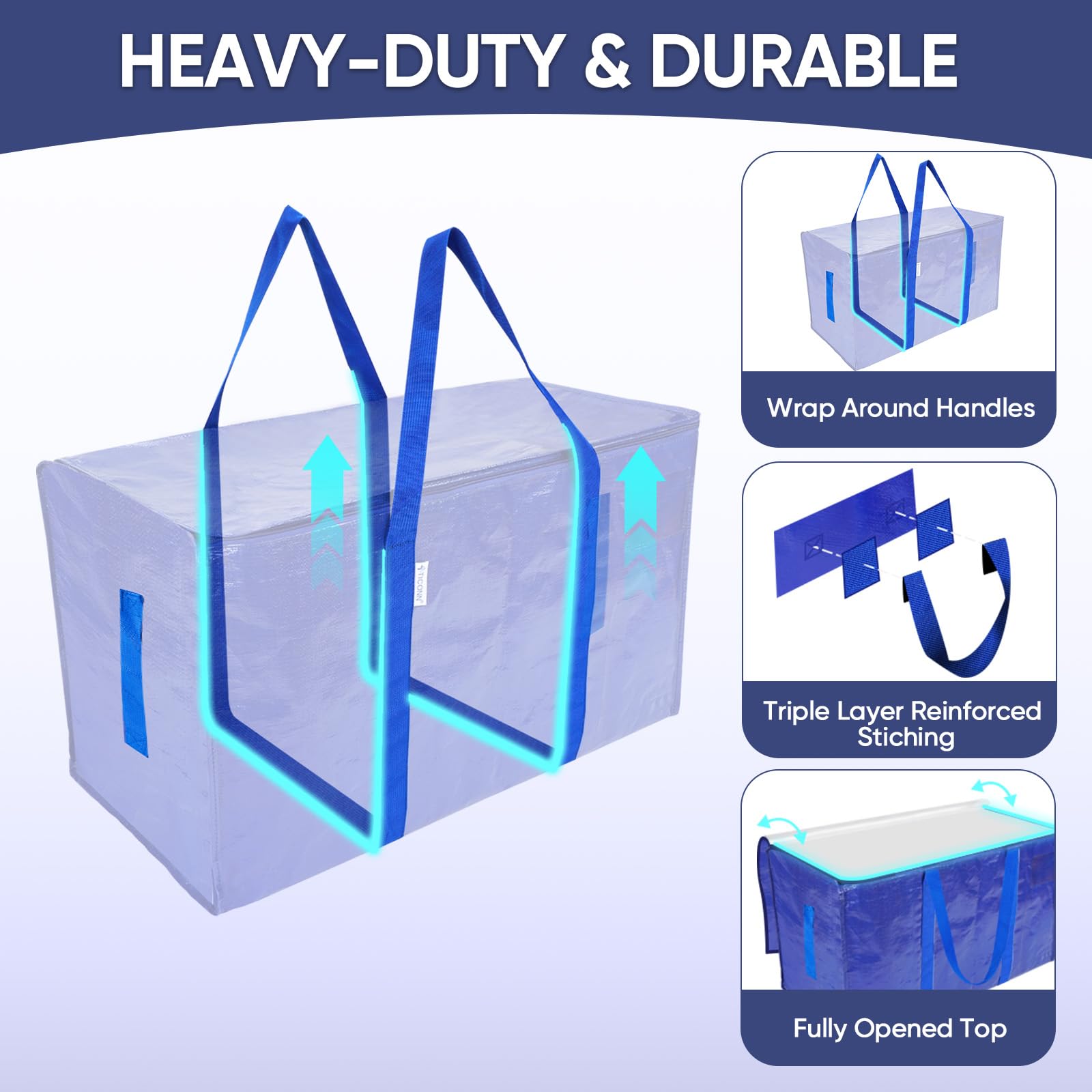 TICONN heavy-duty PE material provides durability for moving and storage