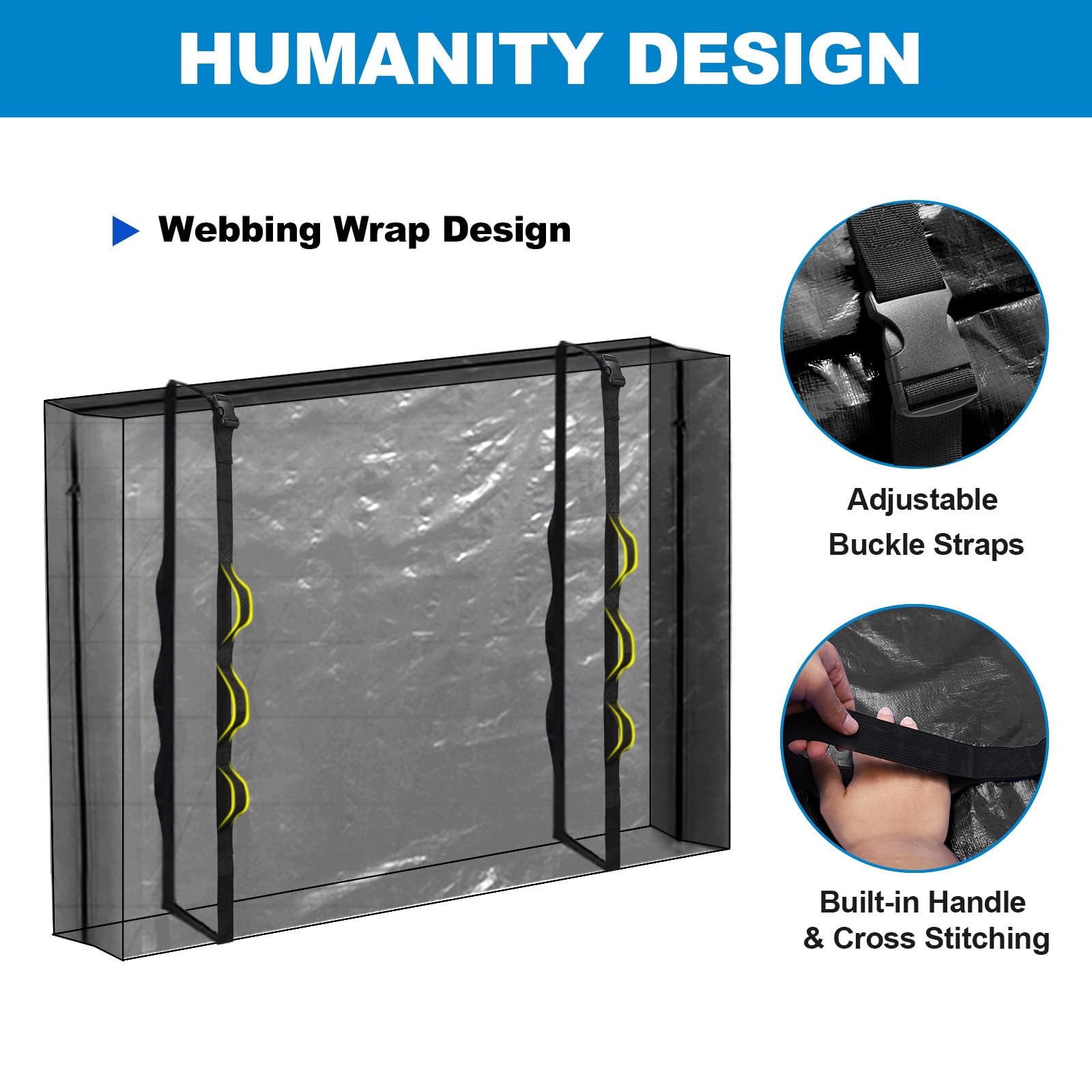 TICONN mattress bags size options fit Twin to California King.