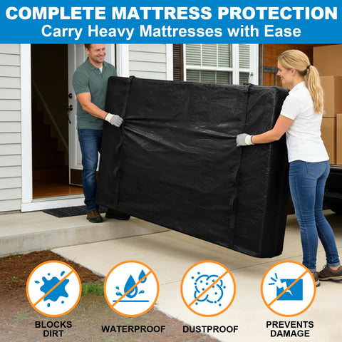 TICONN water-resistant tarpaulin protects mattress from dust