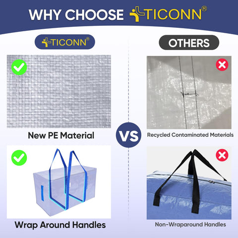 TICONN water-resistant material detail, durable and weather-ready storage.
