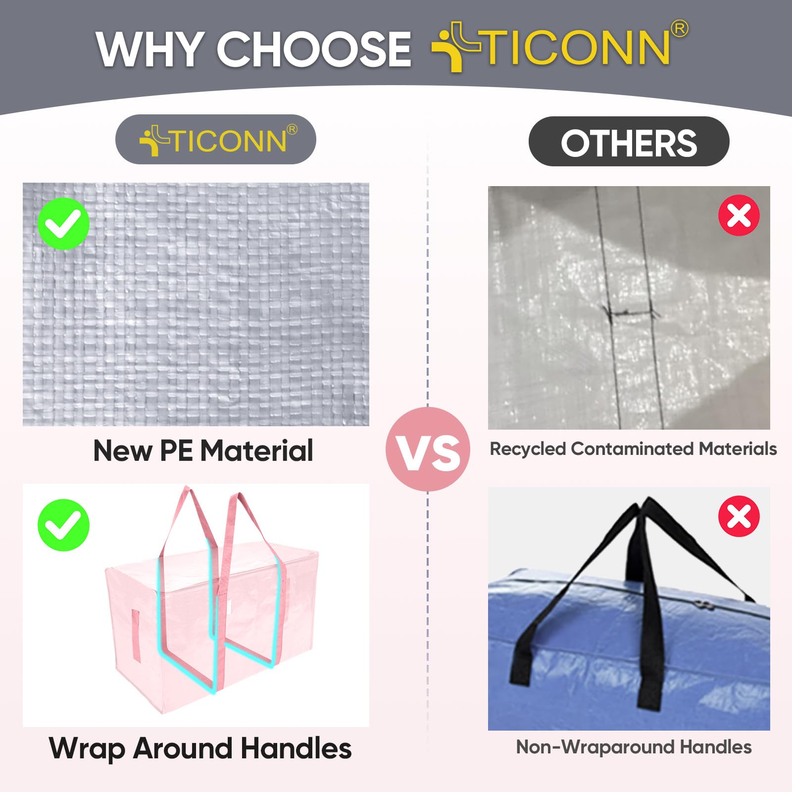 TICONN water-resistant material protects clothing during travel.