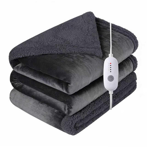 TICOO electric heated blanket spread on bed for even warmth.