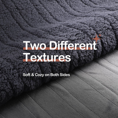 TICOO dual-sided microplush and sherpa fabric offers luxurious, two-surface comfort.