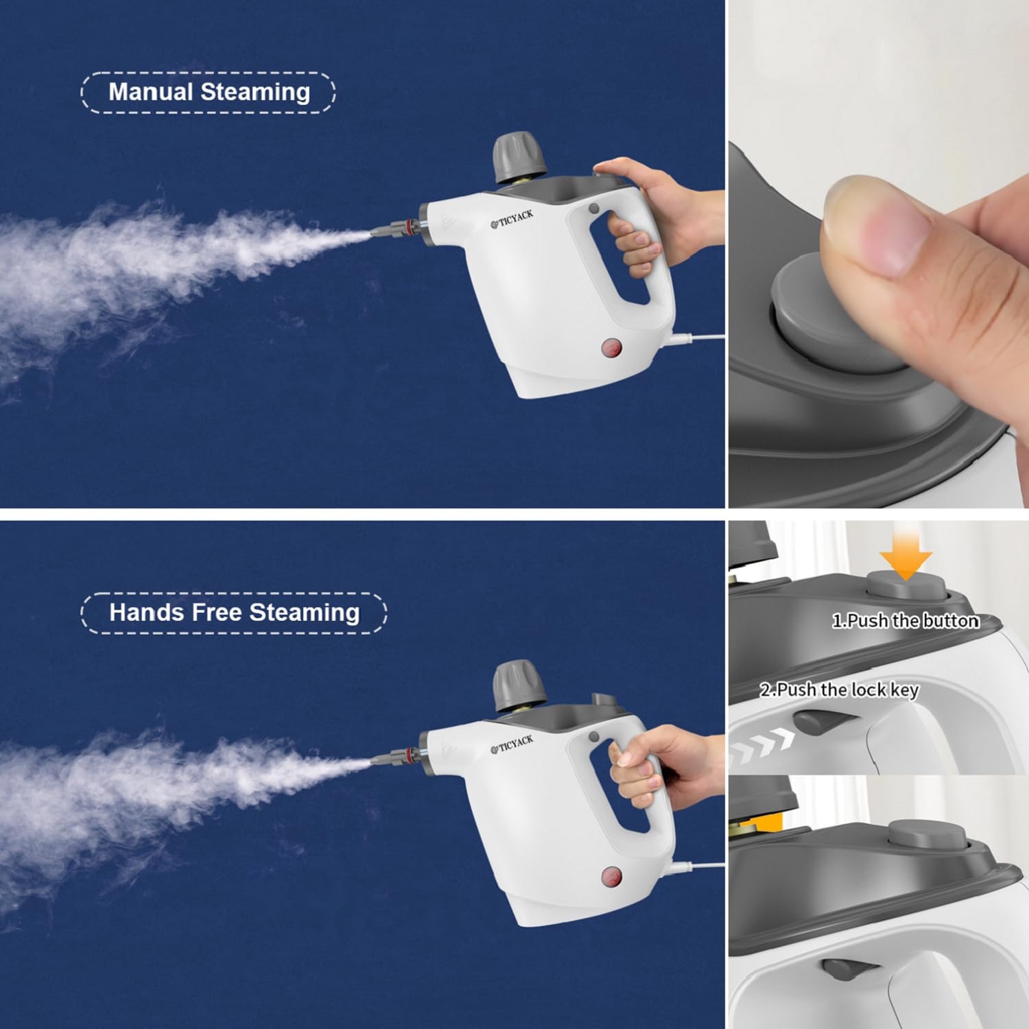 TICYACK steam cleaning uses chemical-free power suitable for homes with kids and pets.