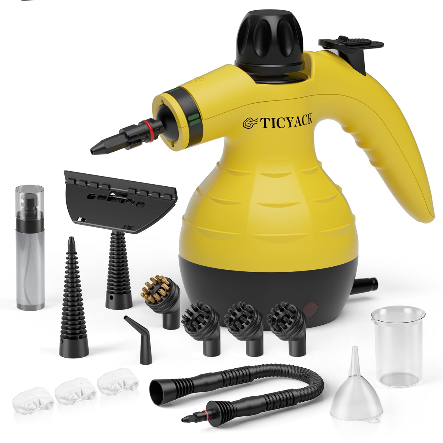 TICYACK handheld steam cleaner with 350ml capacity for quick, chemical-free cleaning.