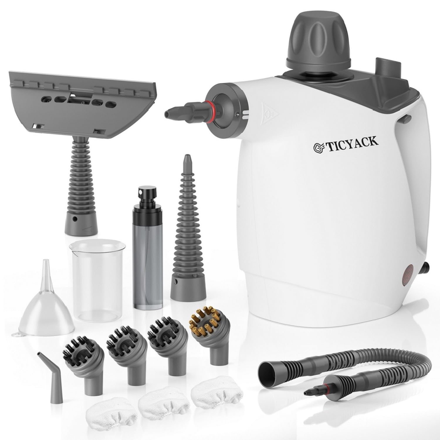 TICYACK handheld steam cleaner with 500ml capacity for quick, chemical-free surface cleaning.