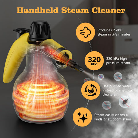 TICYACK steam cleaner with 16-piece accessory set for reaching tight gaps.