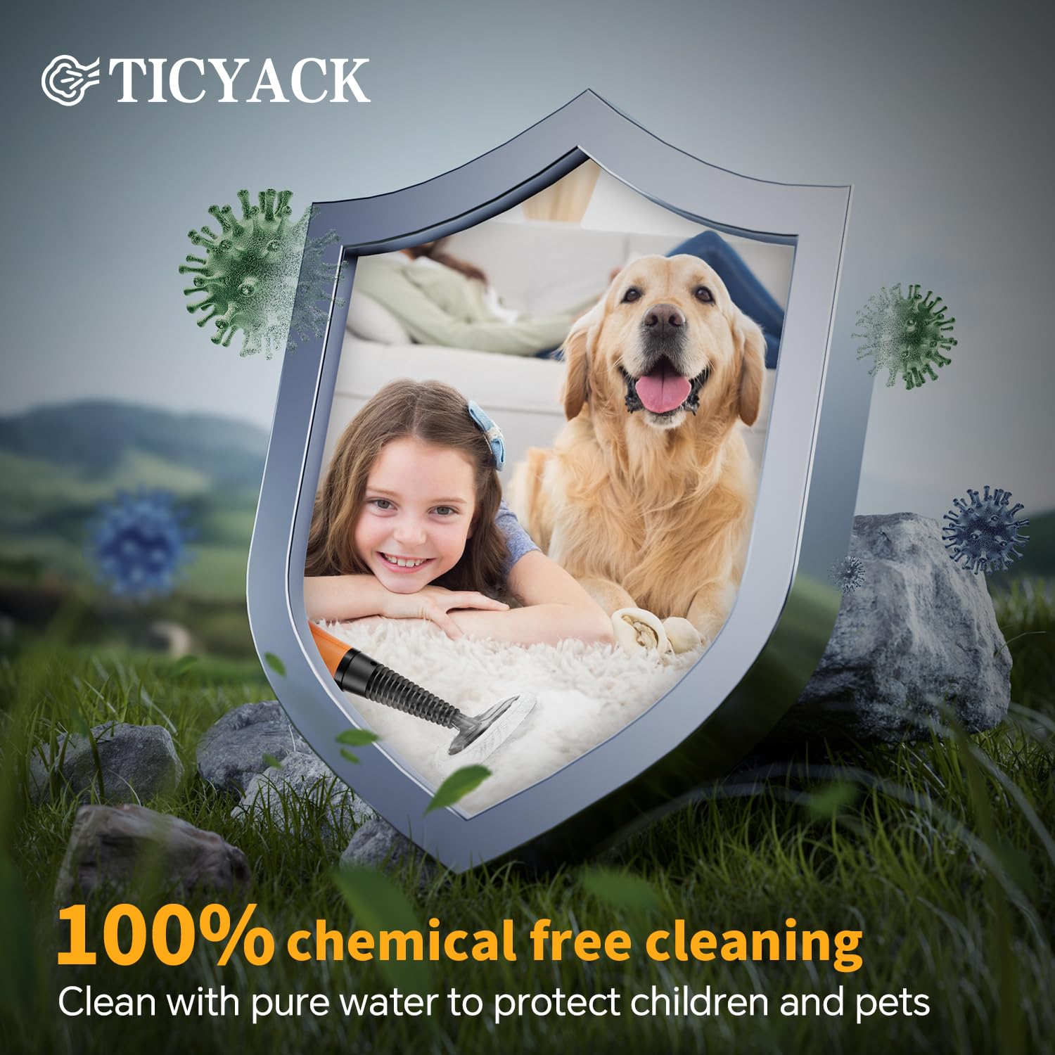 TICYACK Heat-insulated shell and long 9.8 ft cord enable safe, flexible cleaning