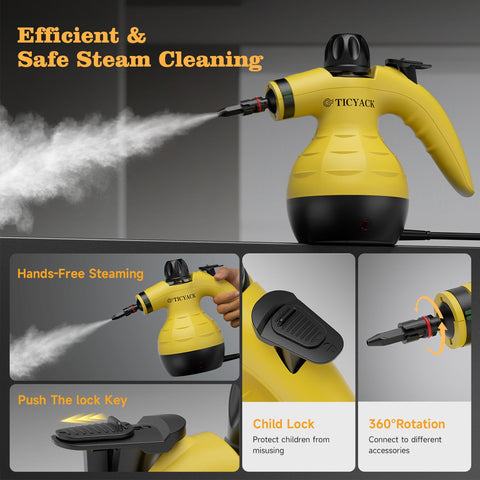 TICYACK steam cleaner with heat-insulated PP shell reduces scald risk.