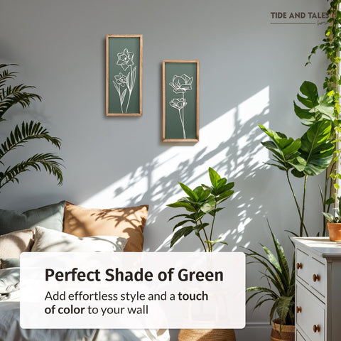 Tide and Tales 3D floral green wall art closeup with raised petals