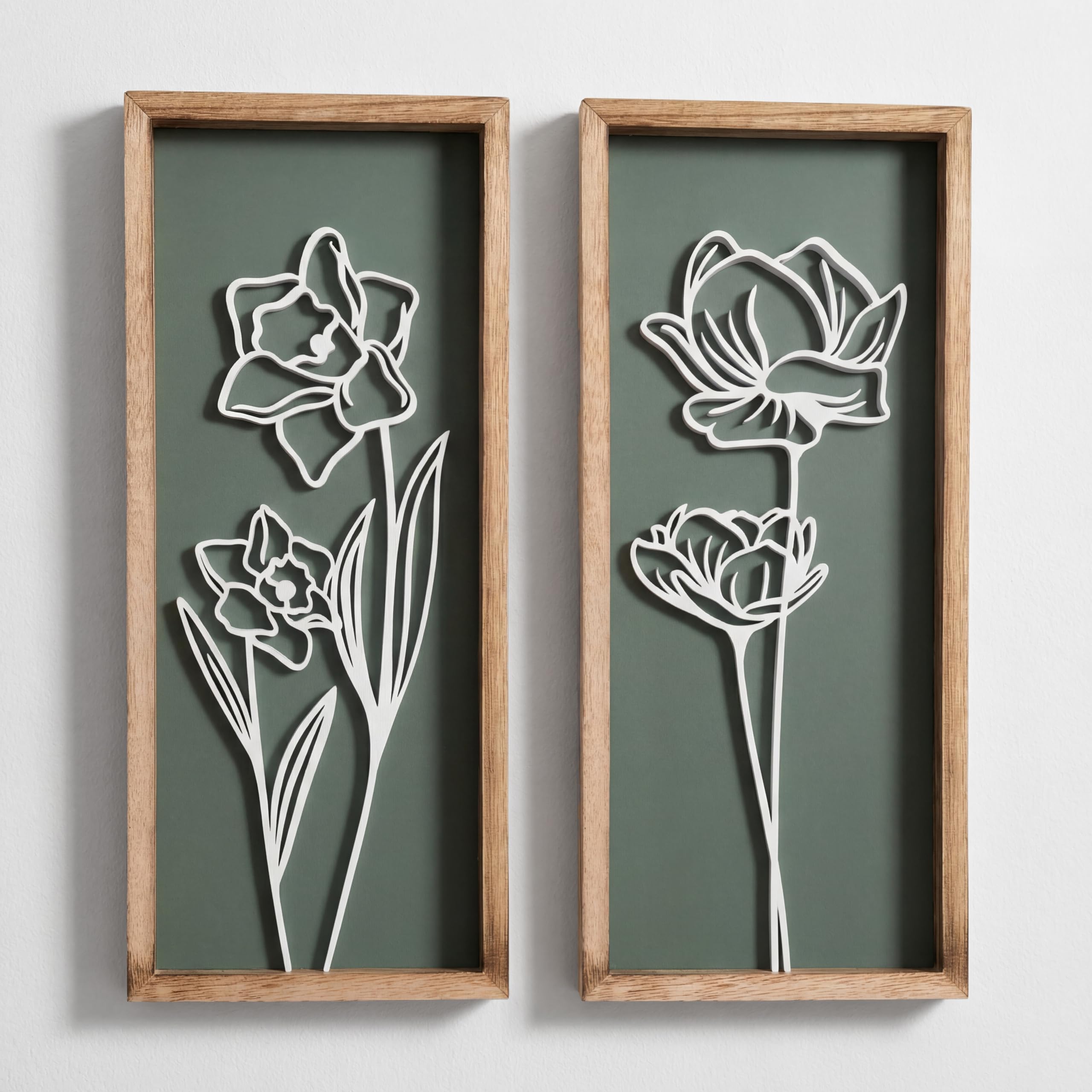 Tide and Tales 3D floral green wall art set texture for living spaces