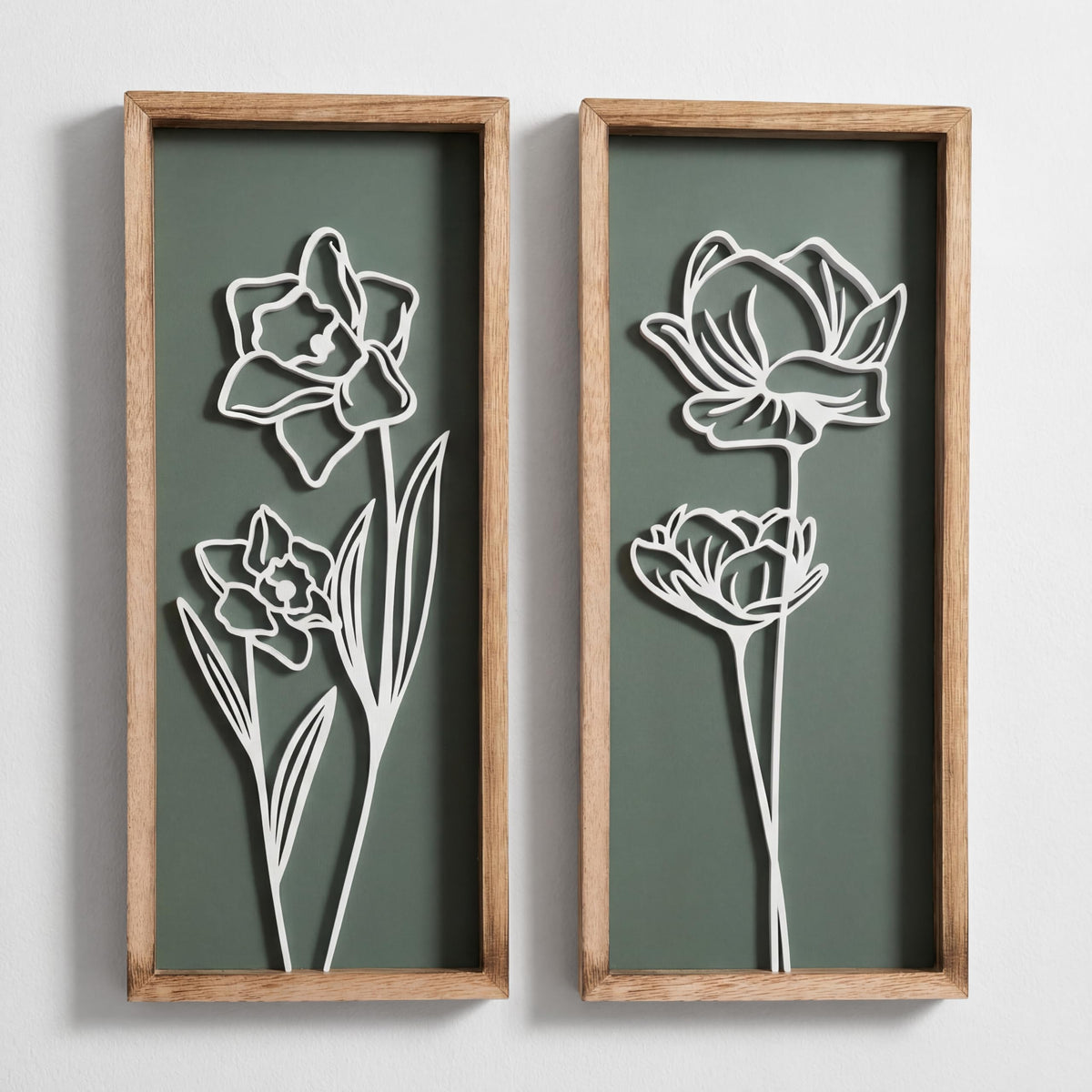 Tide and Tales 3D floral green wall art set texture for living spaces
