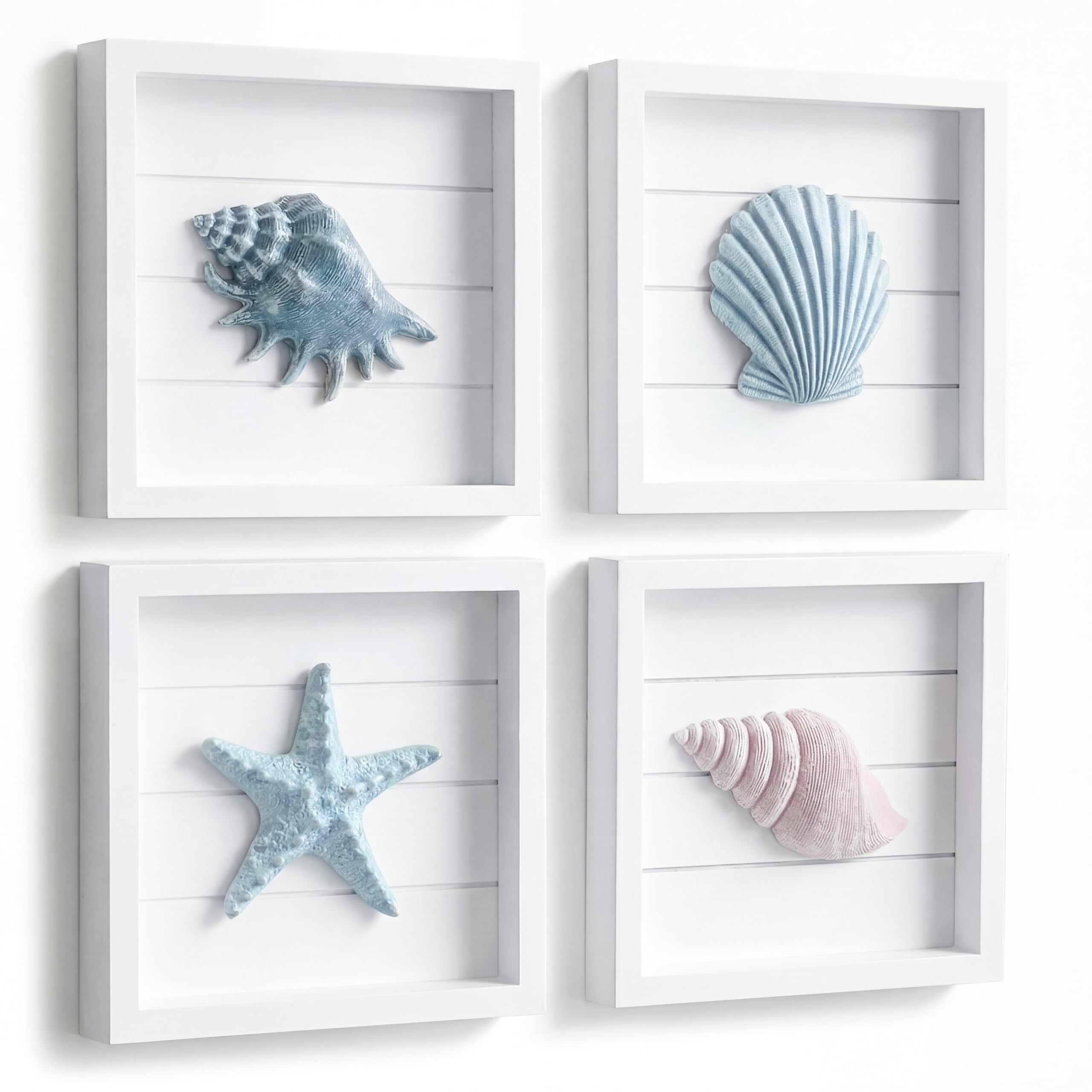 Tide and Tales 3D seashells and starfish wall art for seaside bathroom decor
