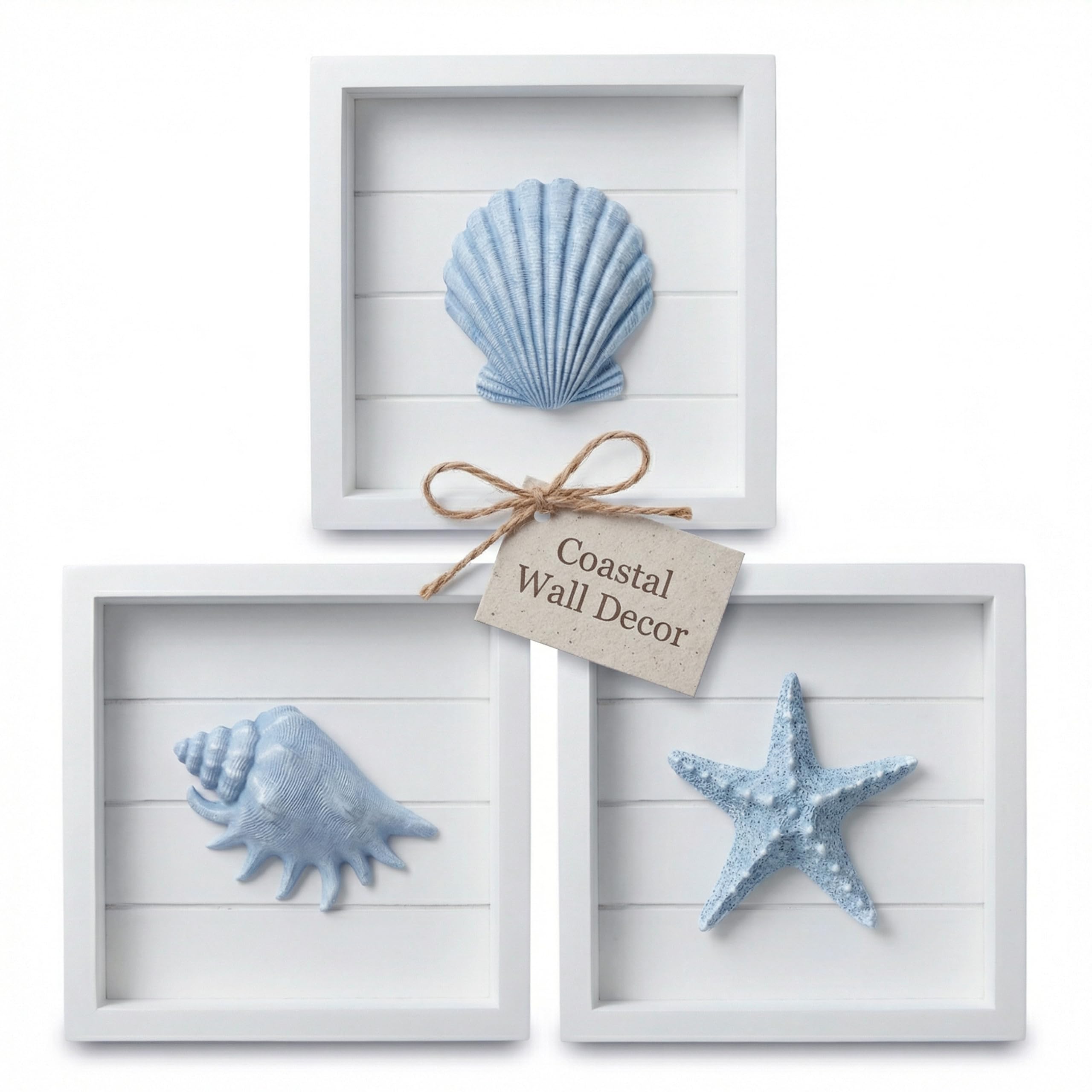 Tide and Tales three-piece coastal art brings texture and depth to interiors.