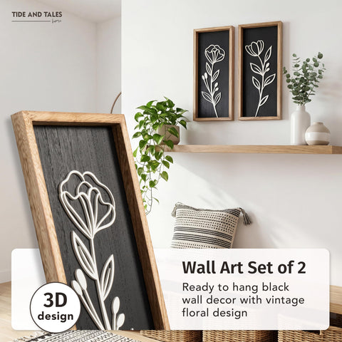 Tide and Tales 3D vintage black cutout right frame enhances moody wall appeal
