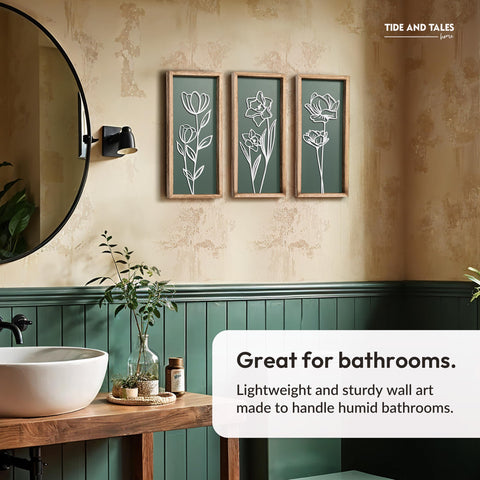 Tide and Tales boho farmhouse decor complements bedrooms, offices, and kitchens.