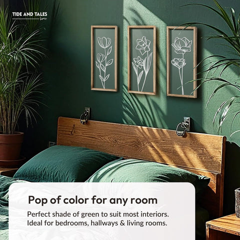 Tide and Tales sage green tones blend with modern and vintage interiors.