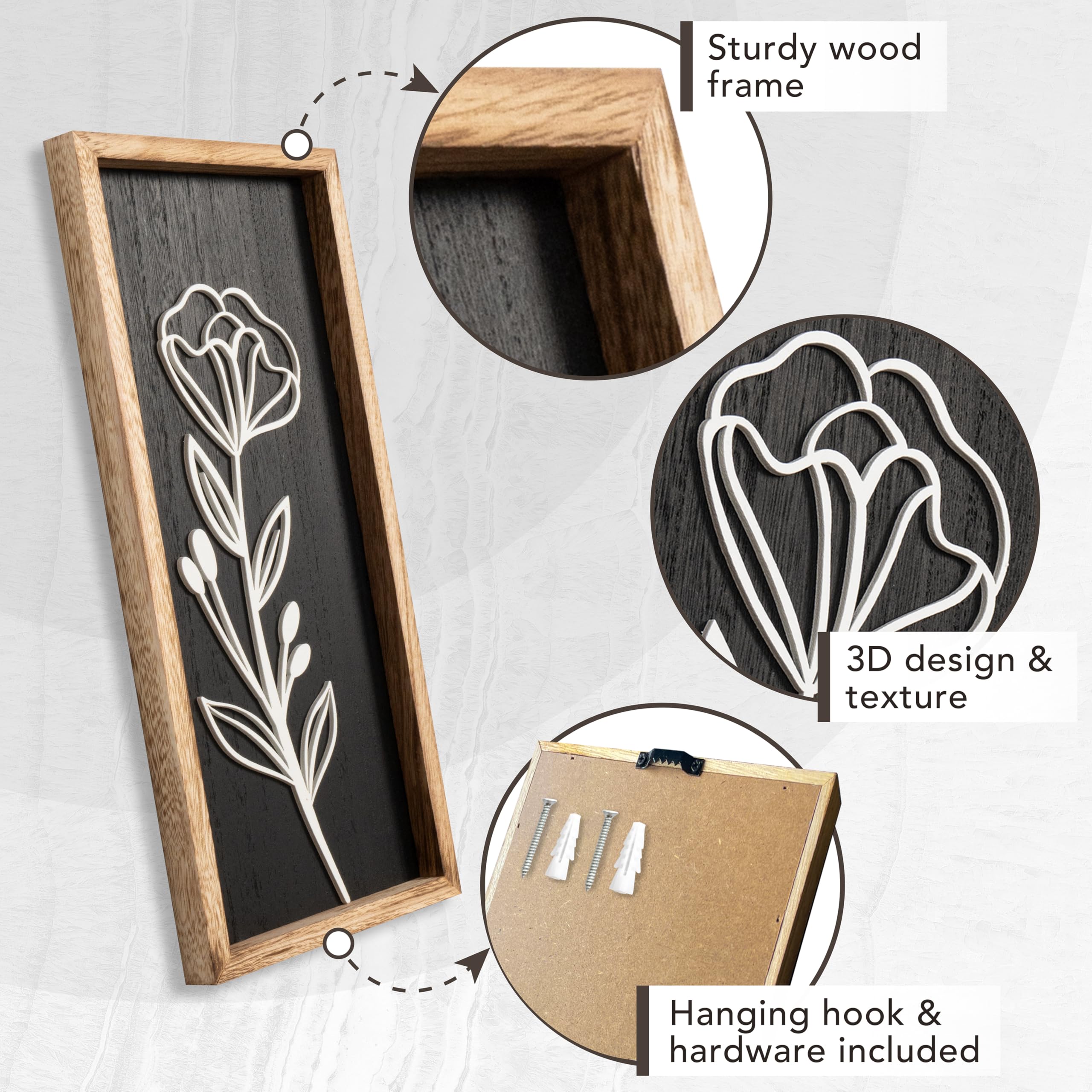 Tide and Tales ready-to-hang design with included hardware for quick installation