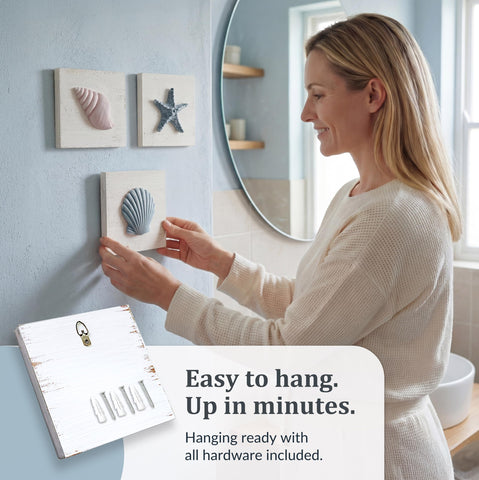 Tide and Tales wall art with included hardware for easy hanging