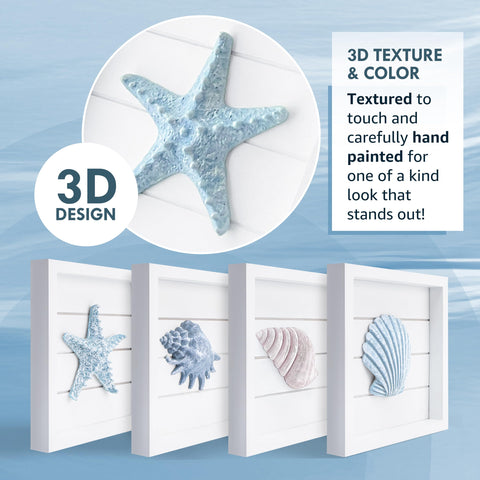 Tide and Tales white wood frame decor suits coastal bathrooms and bedrooms