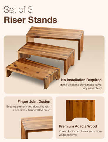 Tidita Acacia wood risers middle tier 15 in for desserts and treats.