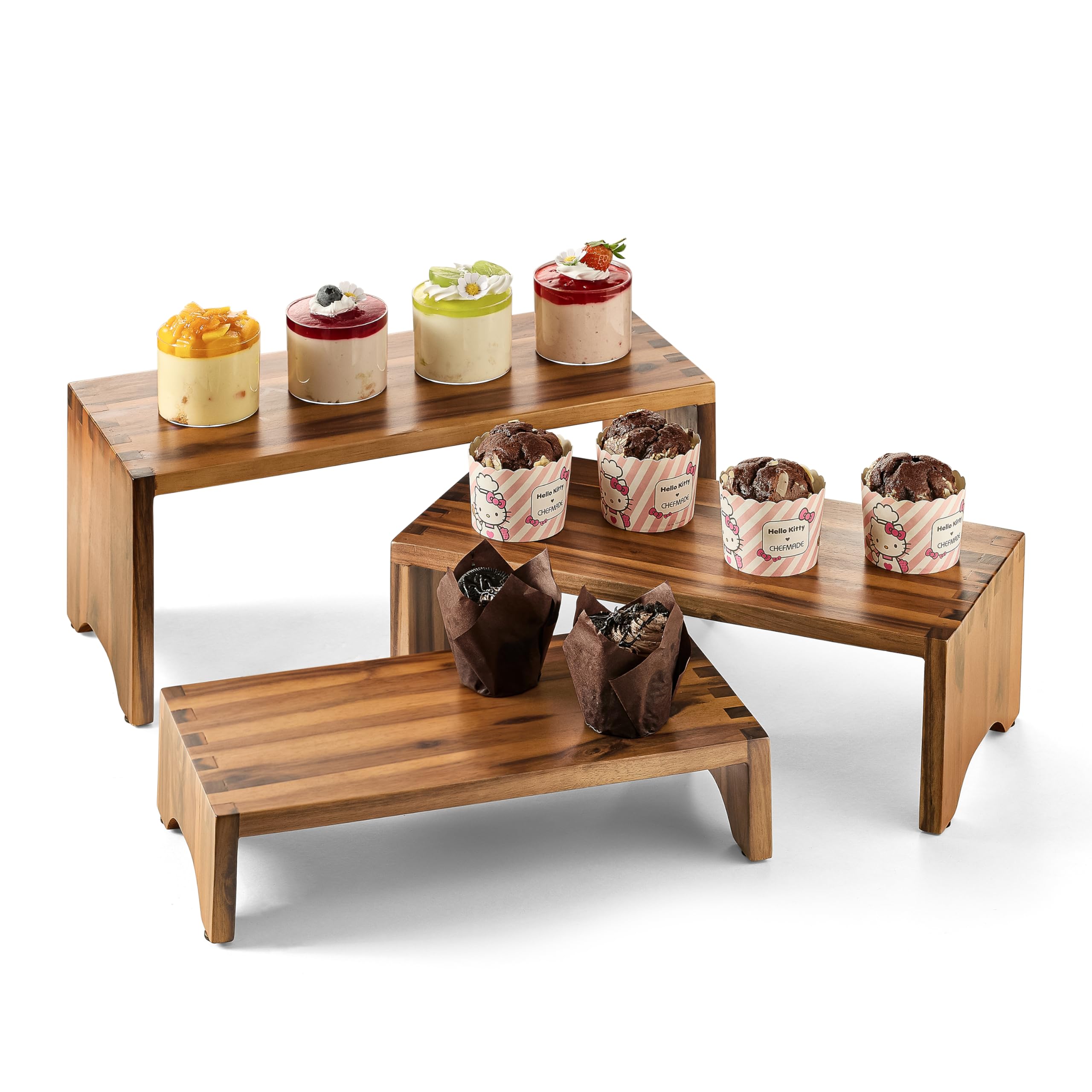 Tidita Acacia wood risers top-tier 16.5 in for elegant cupcake display.
