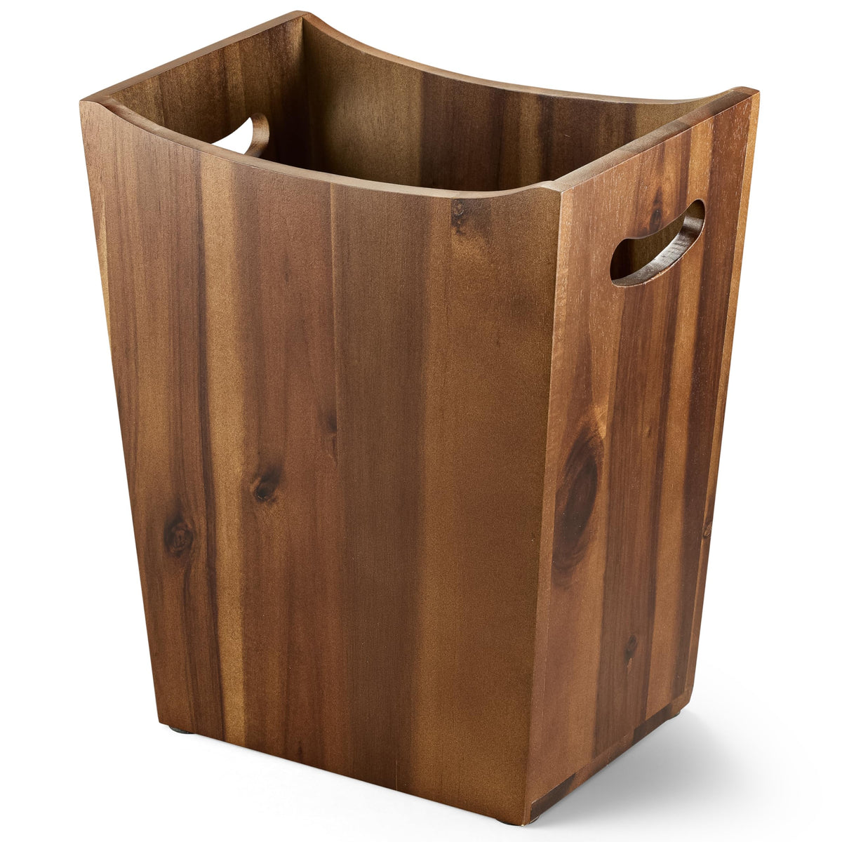 Tidita acacia wood wastebasket with handles for easy bathroom organization