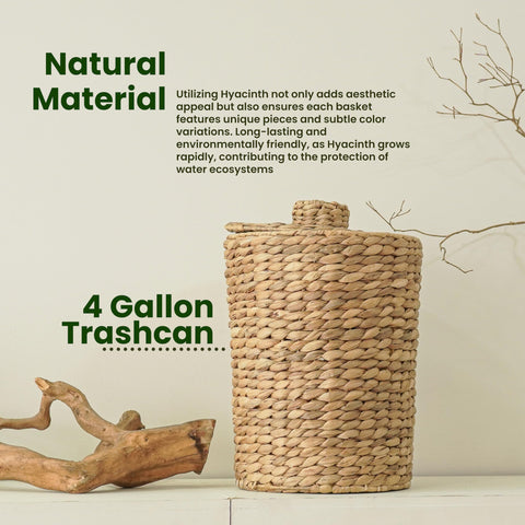 Tidita boho-style trash can with iron frame for stylish storage.