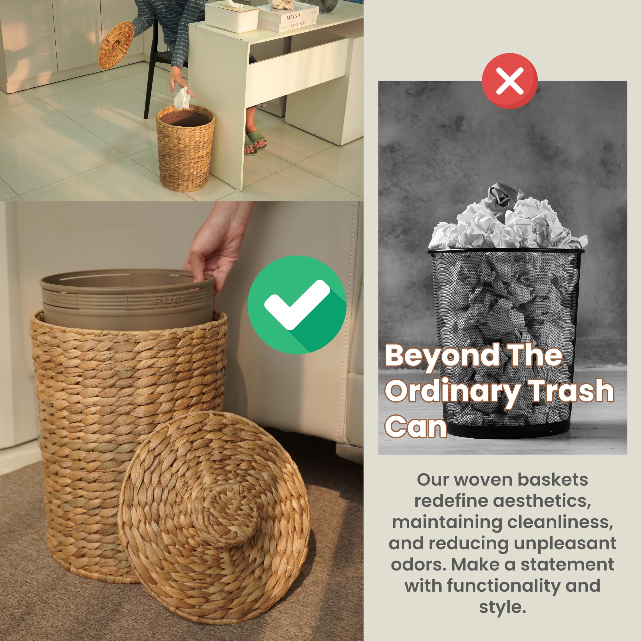 Tidita compact 4-gallon basket fits small spaces with practical waste storage.