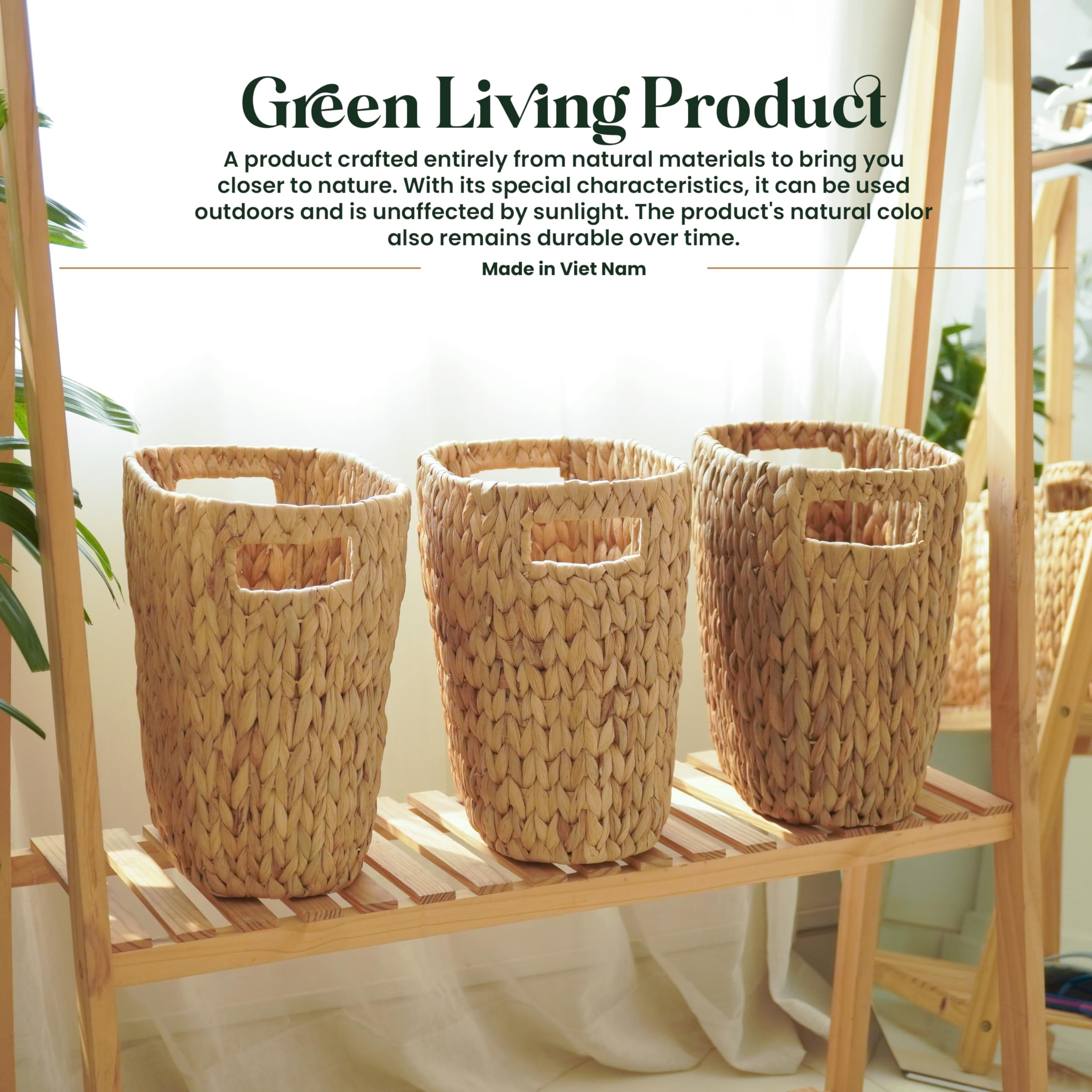 Tidita desk trash can in wicker for organized workspace