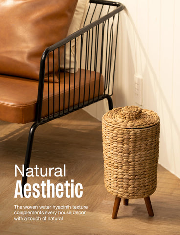 Tidita lightweight wicker waste basket suitable for small spaces