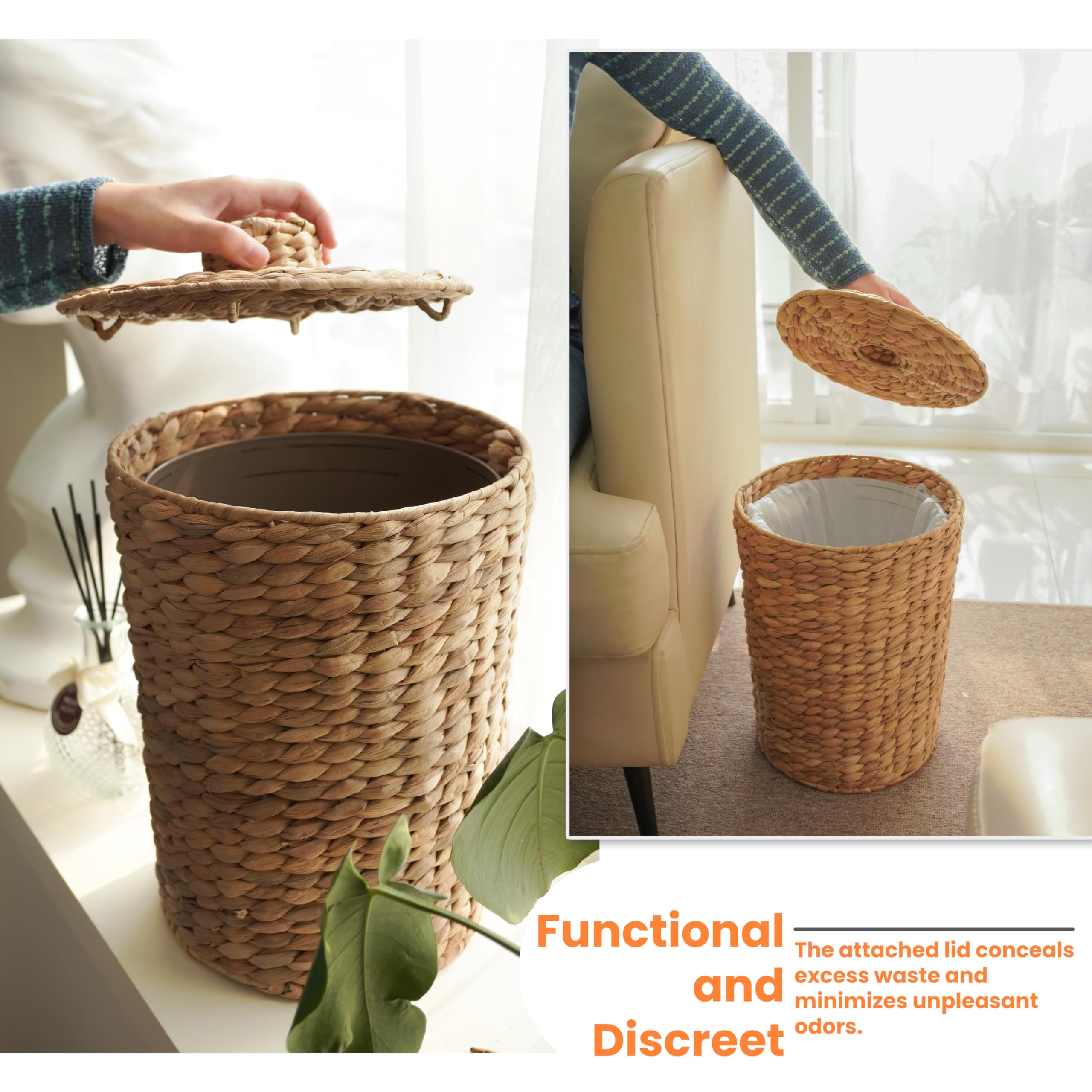 Tidita removable liner trash bin for easy cleaning and maintenance.