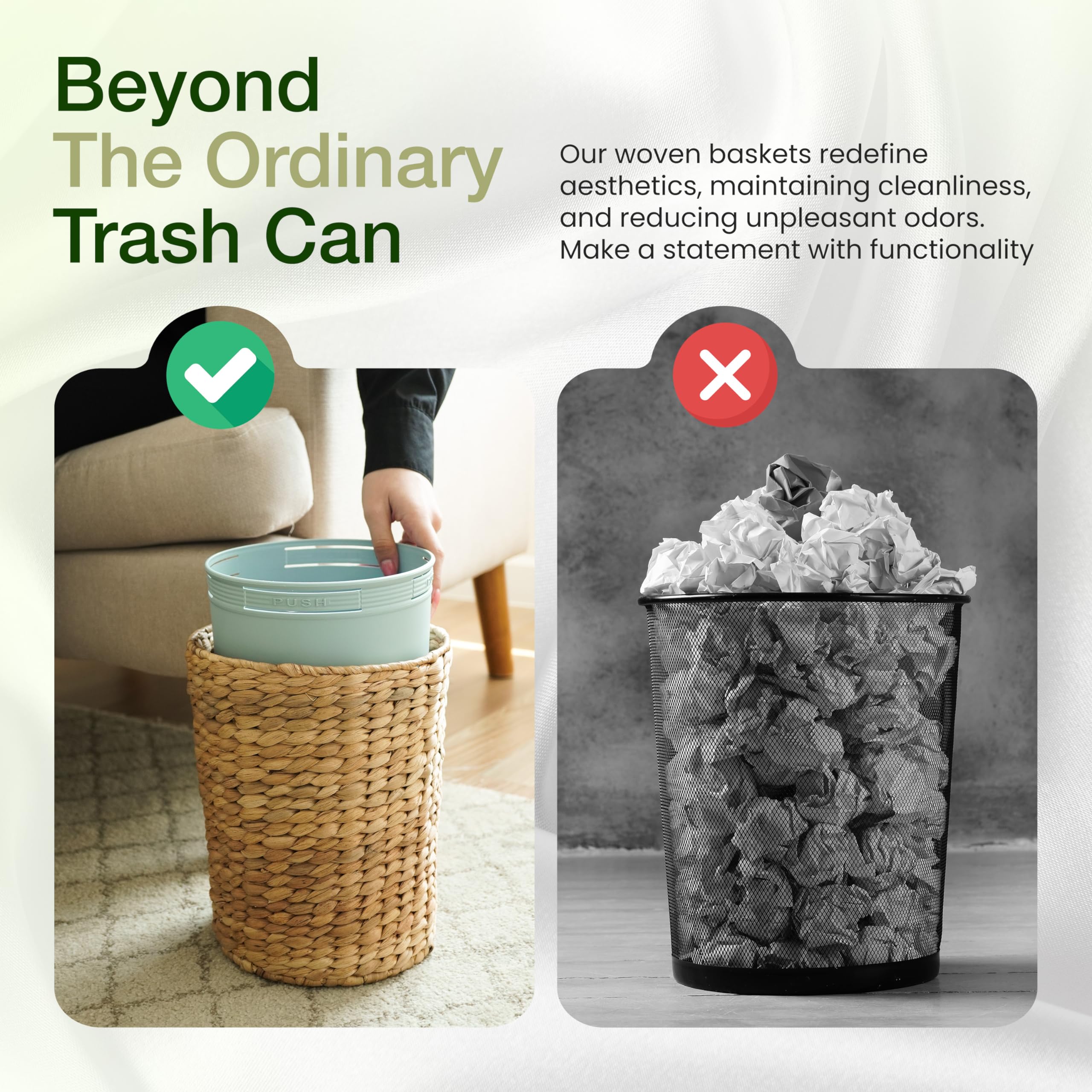 Tidita multi-functional wicker basket doubles as towel or magazine storage