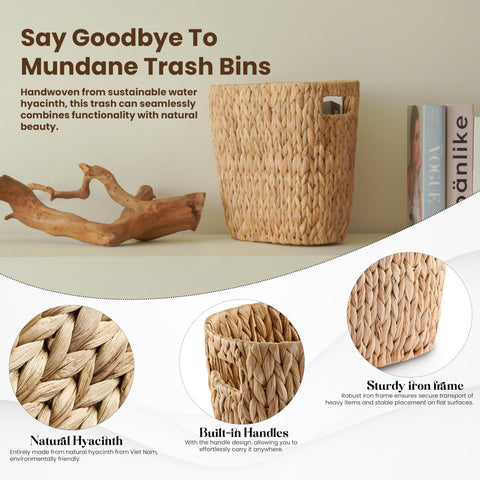 Tidita office trash bin in wicker for compact spaces