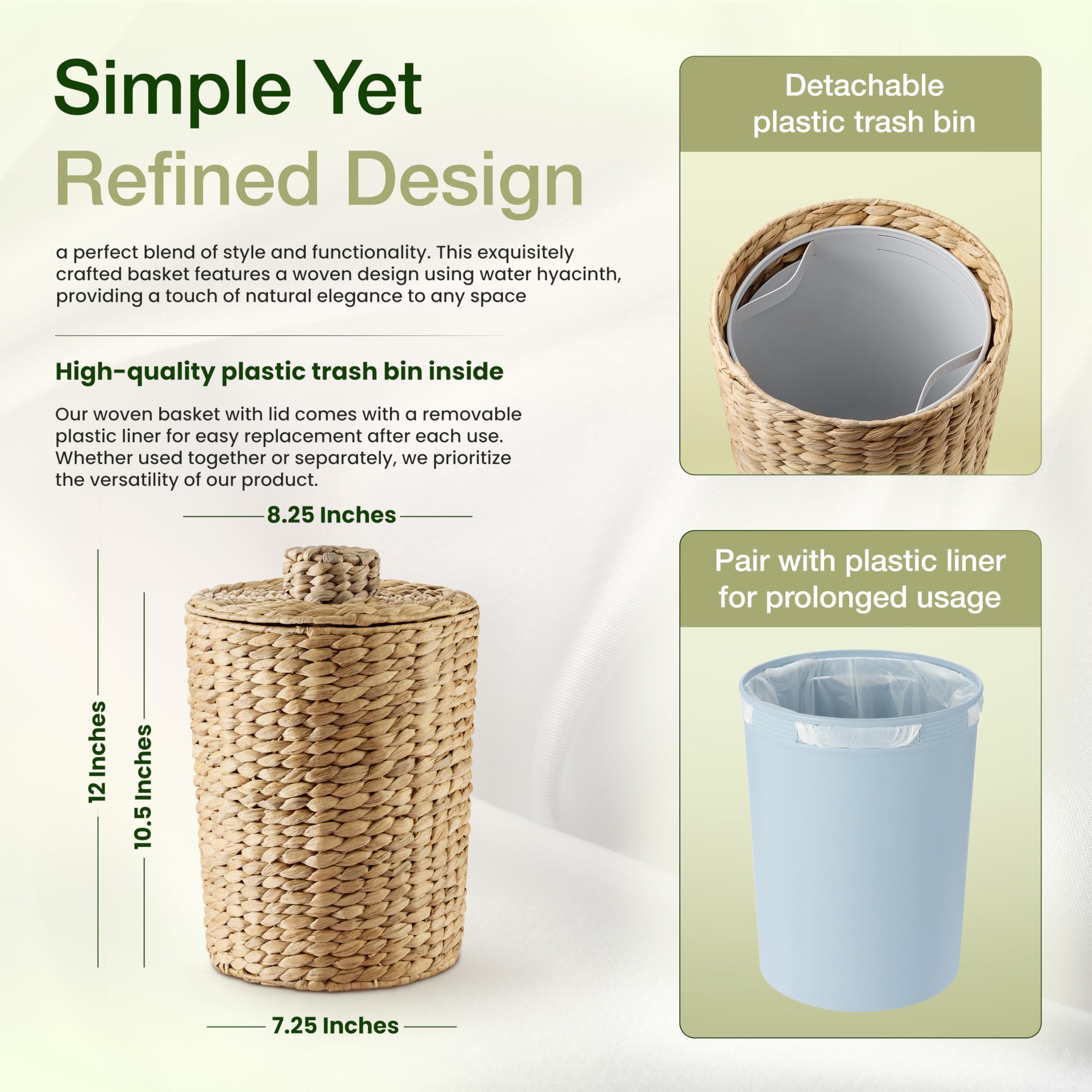 Tidita wicker trash bin for bathroom boho style helps keep waste contained and stylish