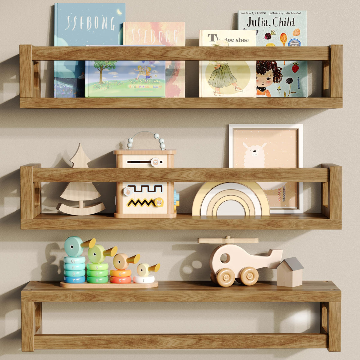 TidyCorner walnut-brown solid wood floating shelf for sturdy wall storage