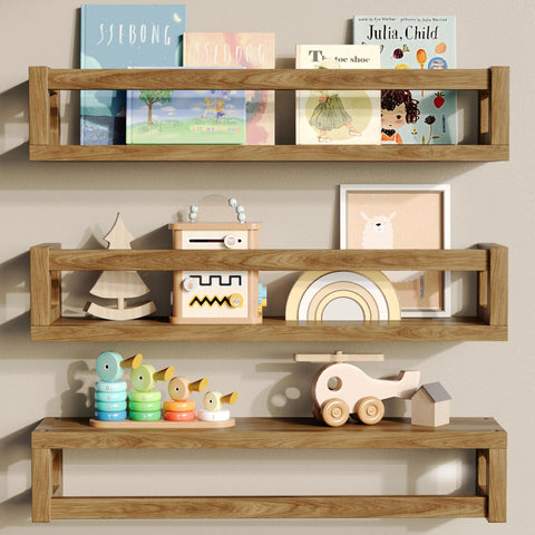 TidyCorner walnut-brown solid wood floating shelf for sturdy wall storage