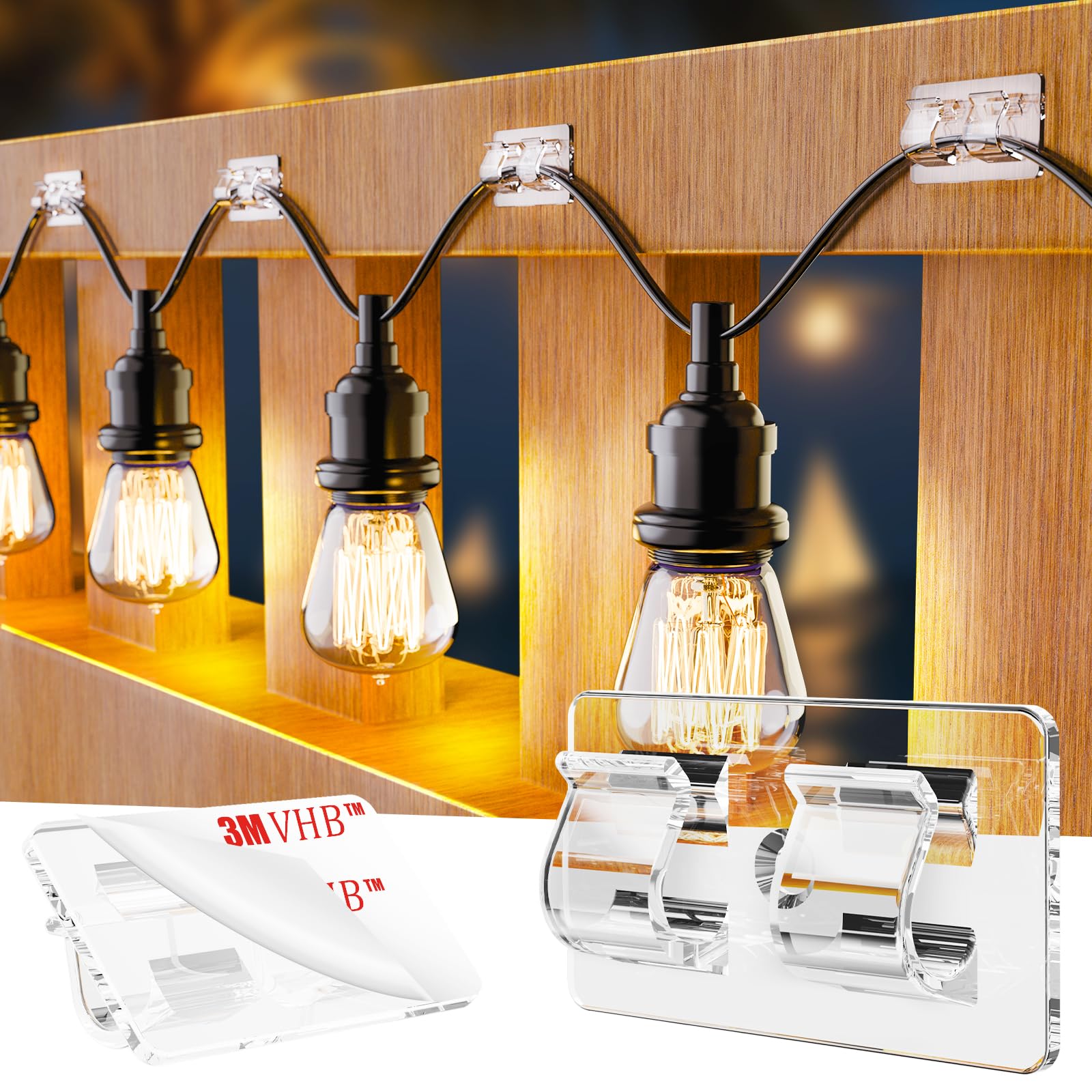 TidyHelper outdoor light clips with base dimensions ensure secure placement for string lights