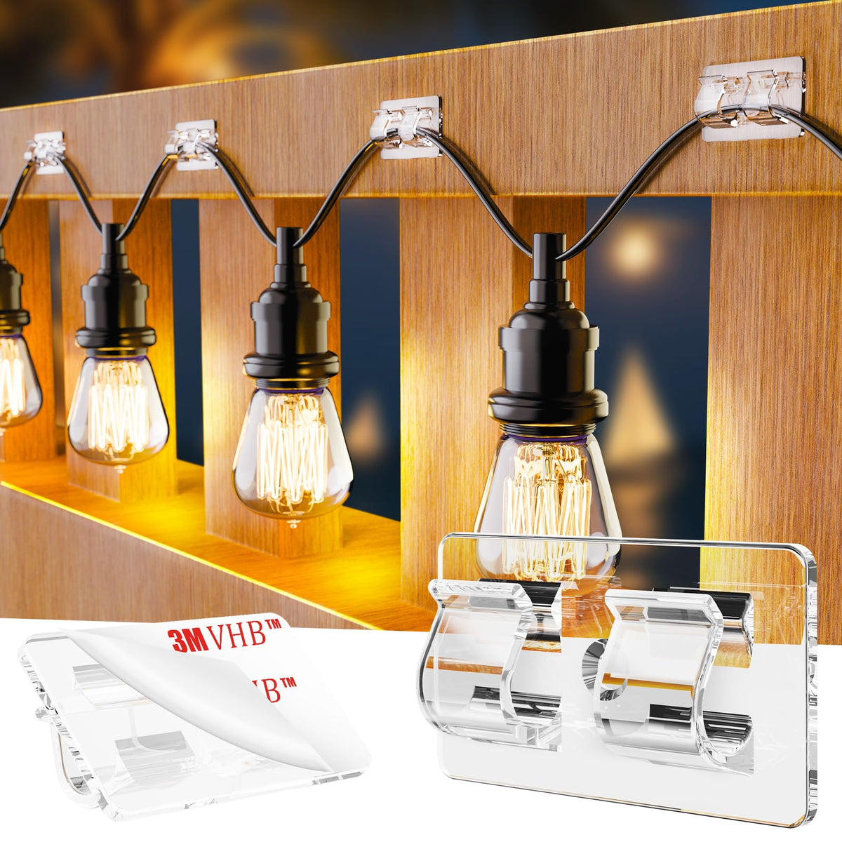 TidyHelper outdoor light clips with base dimensions ensure secure placement for string lights